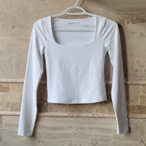 Abercrombie White Square Neck Long Sleeve